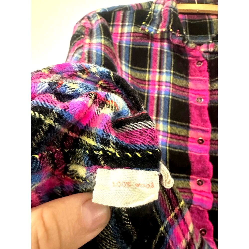 Péro Hand Embroidered Wool Plaid Shirt Jacket Made in India Artisan - Picture 5 of 10